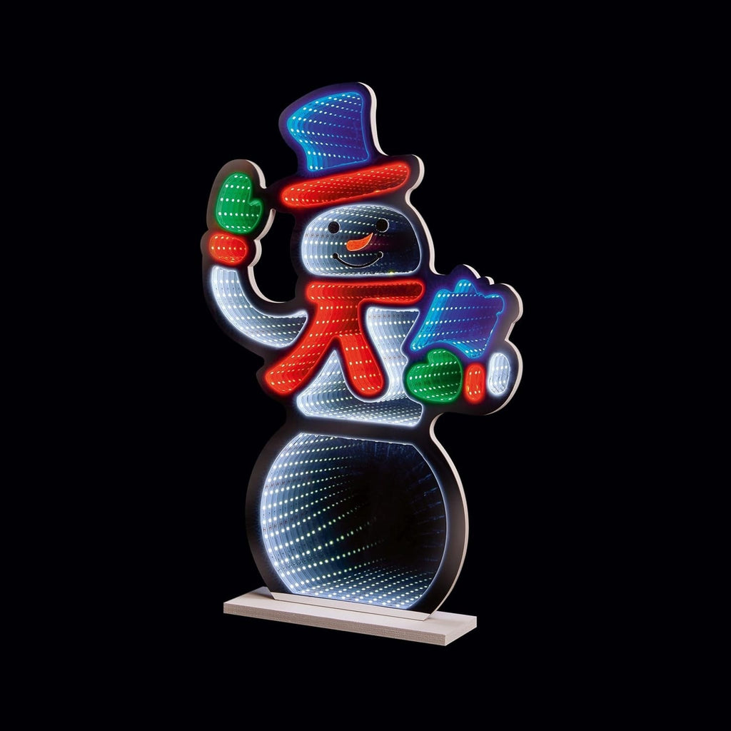 Christmas Snowman Waving Infinity LED Mirror Tunnel Light - 3D Decoration - 60cm