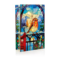 Stained Glass Warm White LED Lights Christmas Robin Decoration 21cm Double Sided