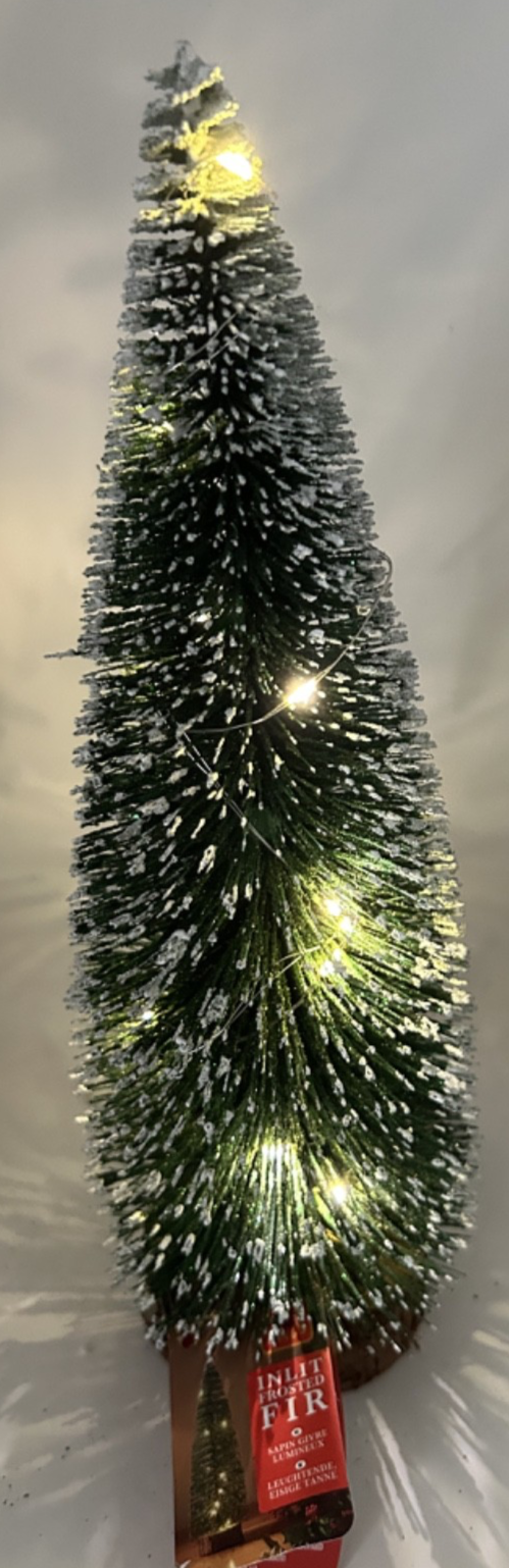 30cm Tall Artificial In-Lit LED Frosted Fir Christmas Tree Table Top Decoration