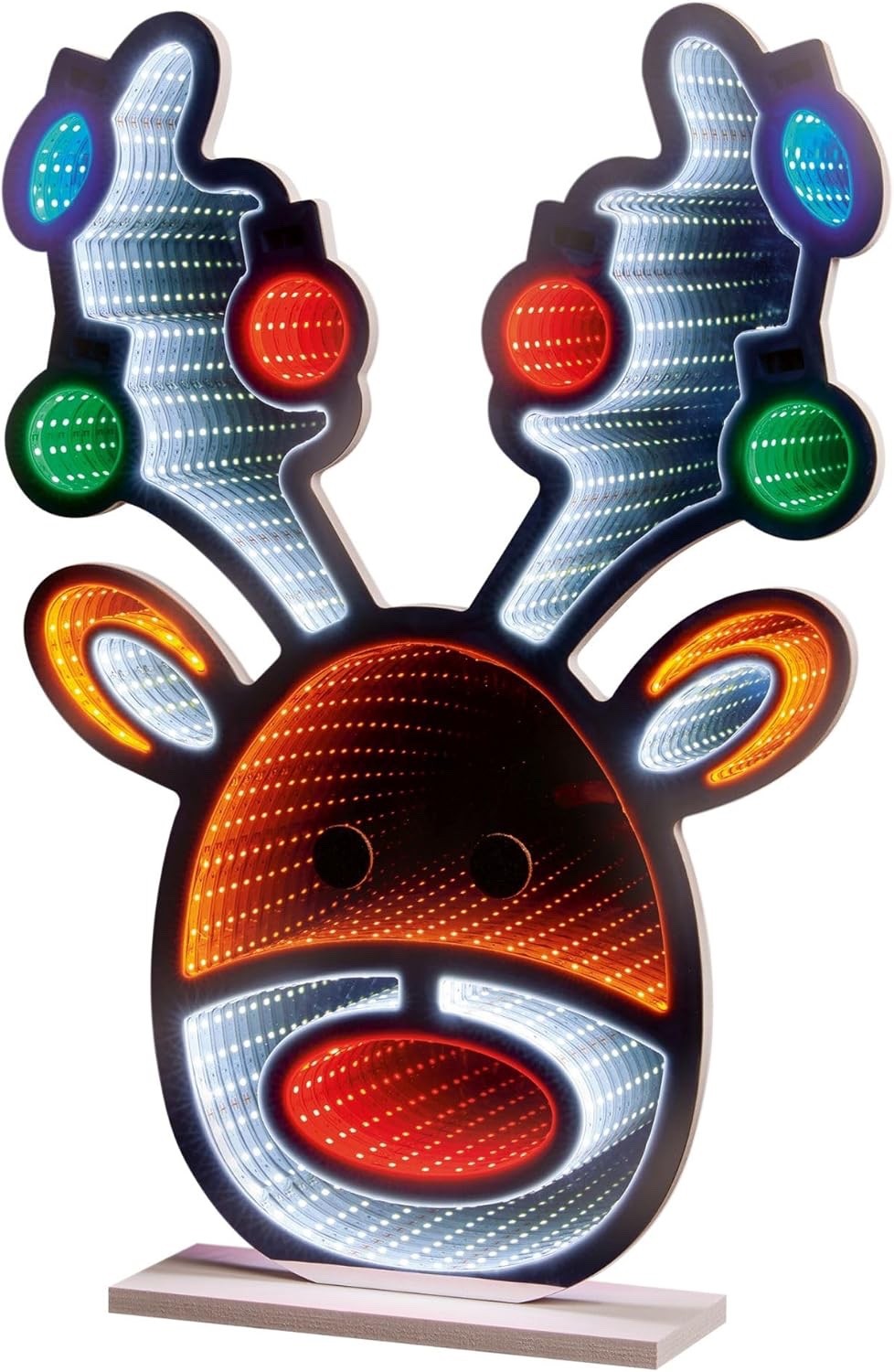 Christmas Stag Head Reindeer Infinity LED Mirror Tunnel Light 3D Decoration 60cm