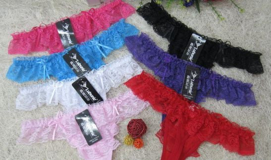 Choice of 2 Colours Sexy Ladies Panties Briefs Thong Frilly Lace & Hearts 8-12