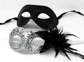 HIS N HERS PAIR COUPLES SILVER AND  BLACK VENETIAN MASQUERADE PARTY  EYE MASKS