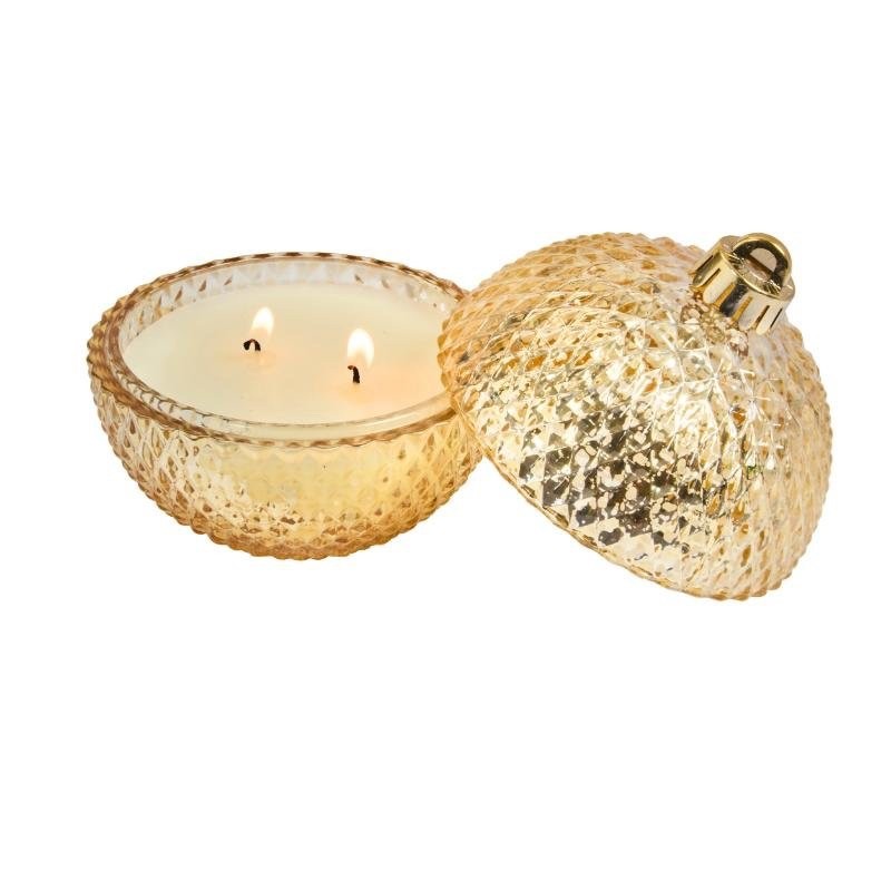 Christmas Bauble Design Vanilla Bourbon Candle  13cm Tall 15 Hour Burn Time