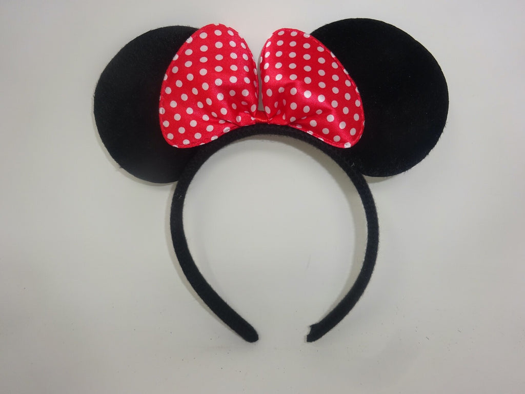 Choice of Velour Minnie Mouse Ears on a Headband Spotted Pink Red & White