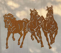 Core-Ten Rusty Metal Horses Pony Garden Ornament Wall Plaque Approx 40cm x 32cm