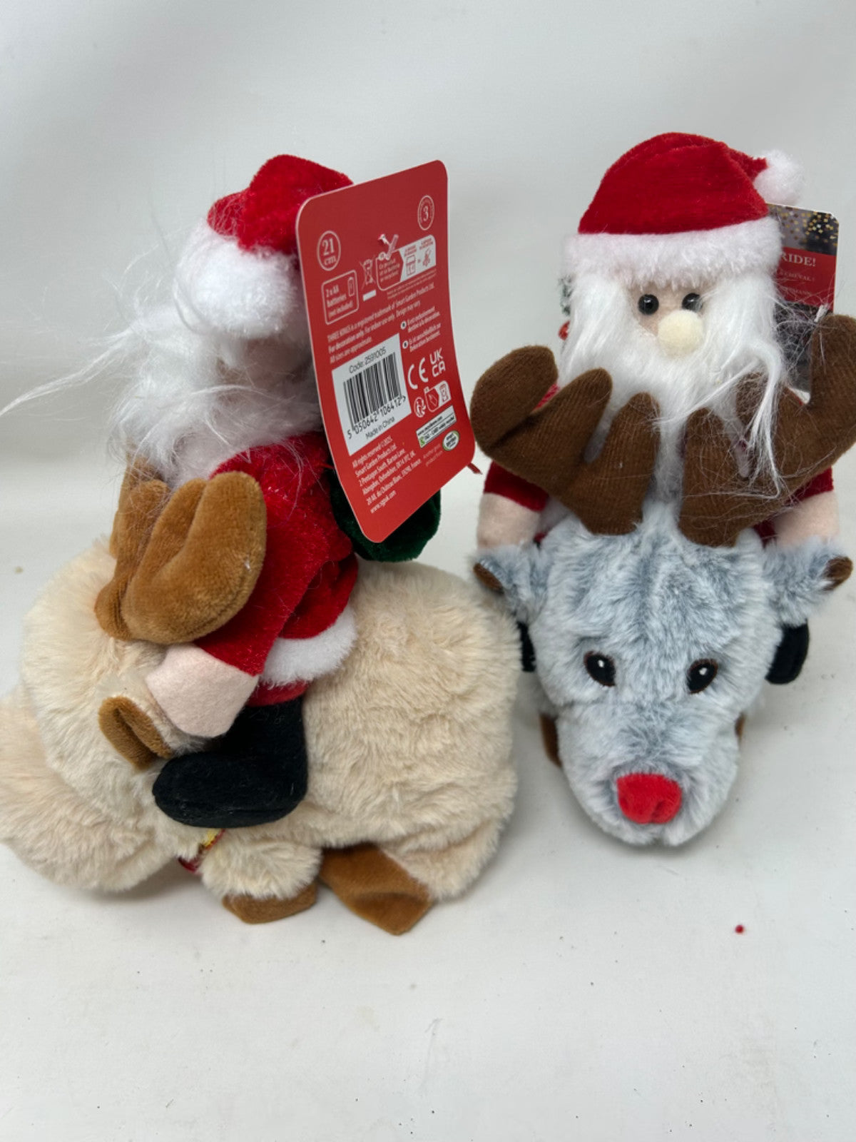 Choice of 2 22cm Tall Animated Musical Santa on Rudolph the Red Nose Reindeer