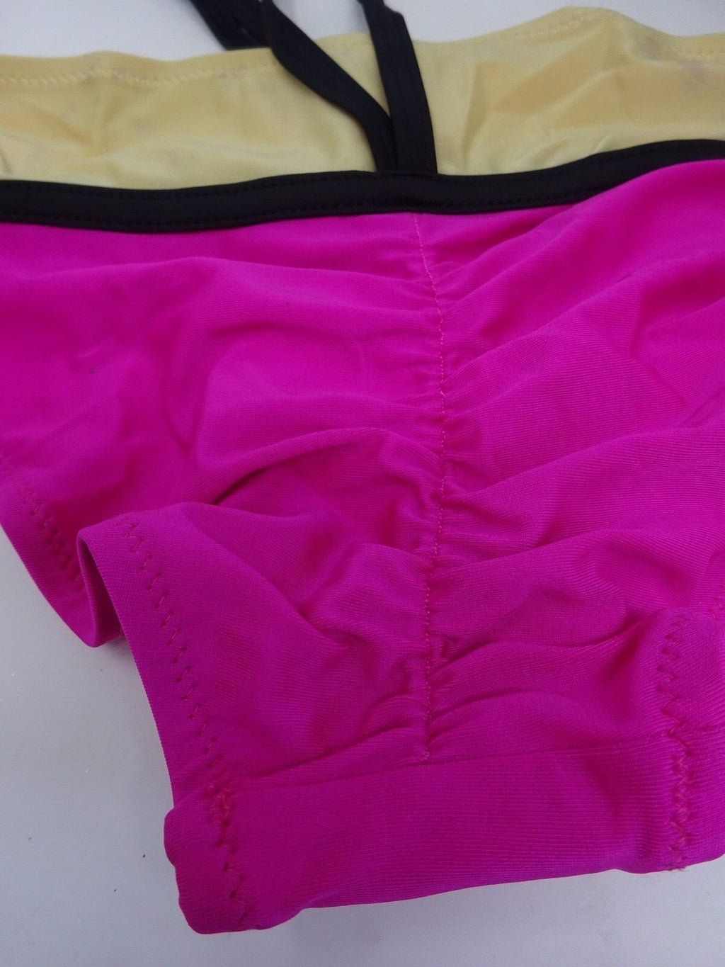 Lovely Stylish Padded Top Hot Pink Black & Sand Bikini Swimsuit Set Size 8-10