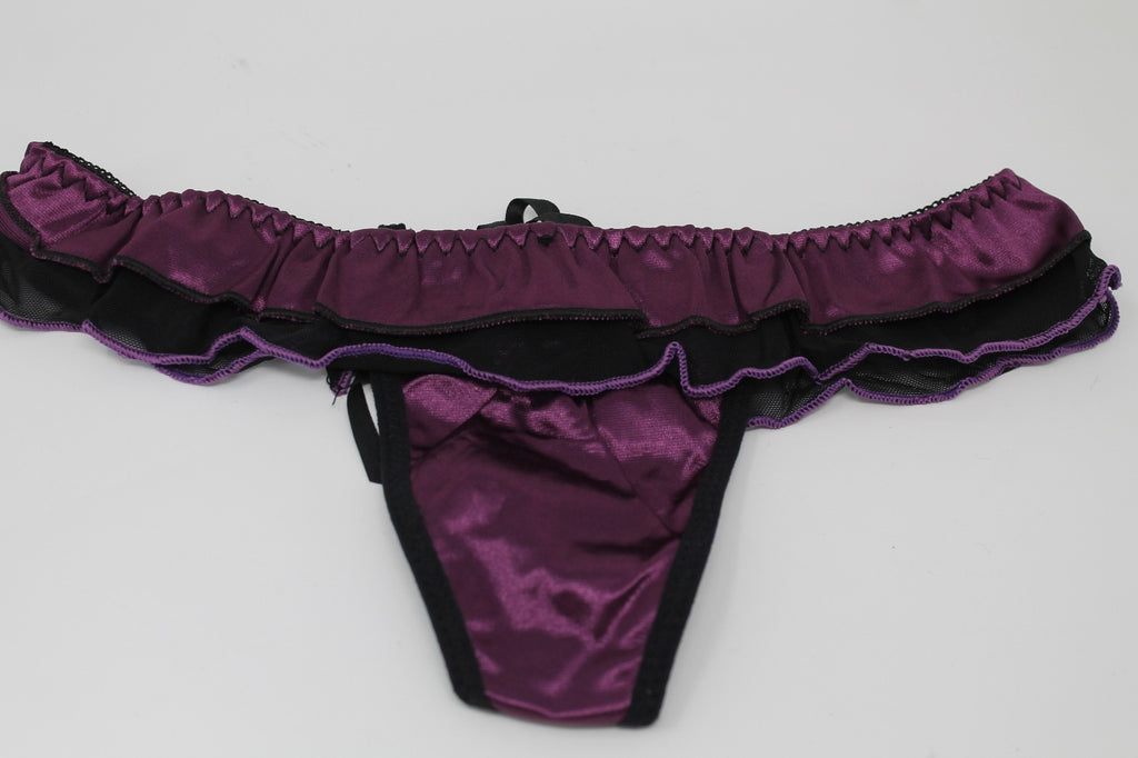 Choice 2 Colours Beautiful Ladies Panties Briefs Thong Satin & Sheer Fabric 8-12