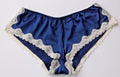 Ladies Sexy Blue Satin Cream Lace French Cami Knickers Tap Pants Panties 8 - 12