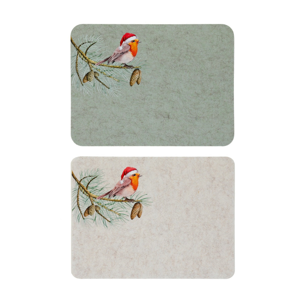 Choice of 2 Colours 4 x Christmas Festive Robin with Fir Cones Placemats 40x30cm
