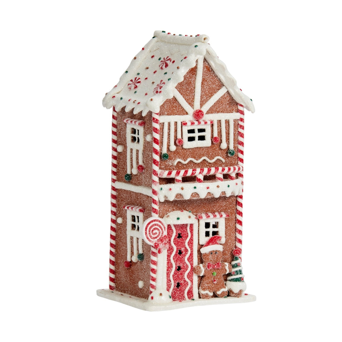 Lge LED Light Up Christmas Glitter Gingerbread Candy Home House 29cm Decoration