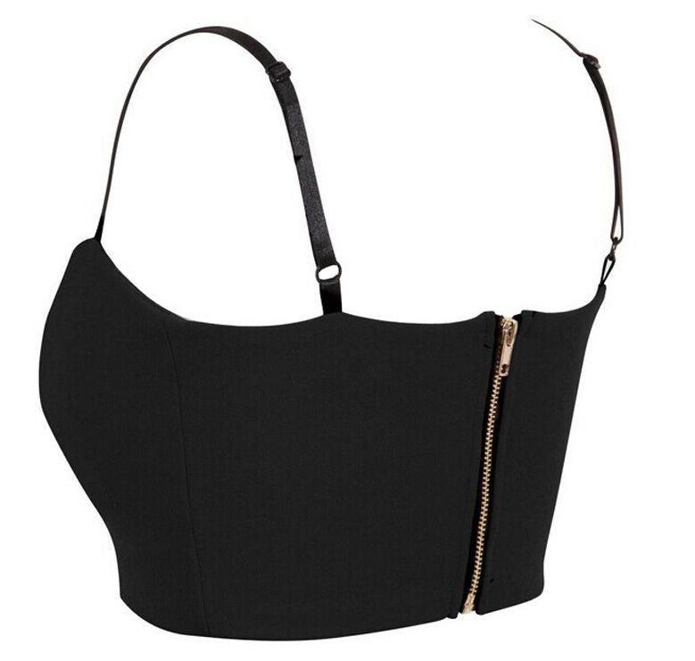 Choice of 3 Colours Summer Beach Wear Crop Cropped Top Zip Back 12-14