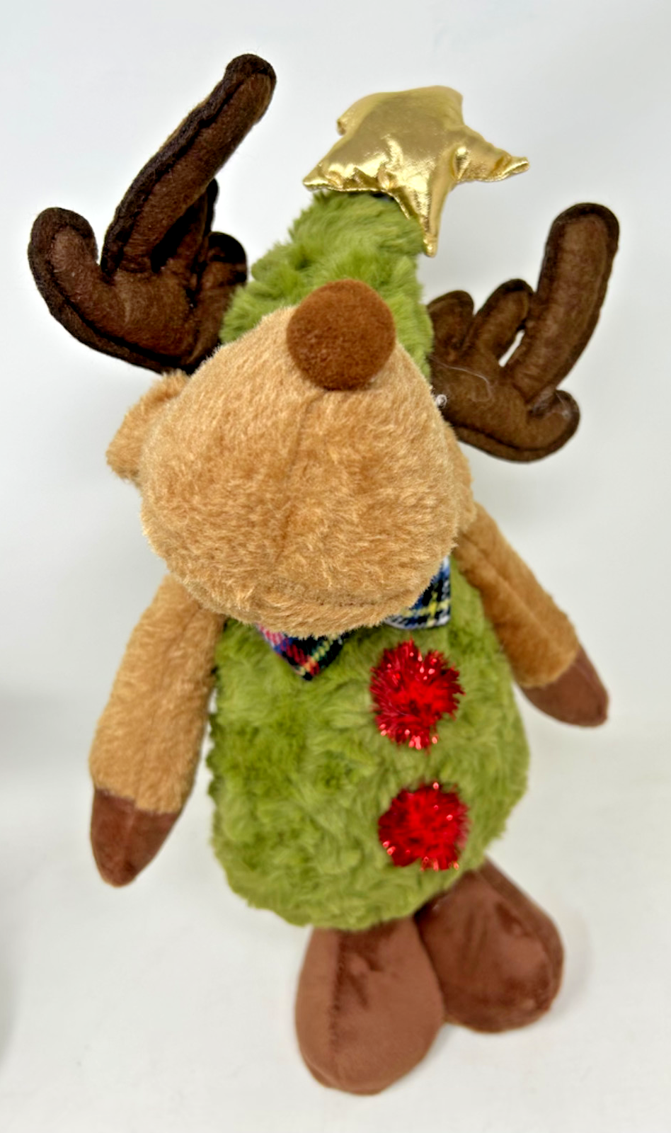 Choice 2 Designs Standing or Sitting Reindeer with a Gold Star Plush Supersoft