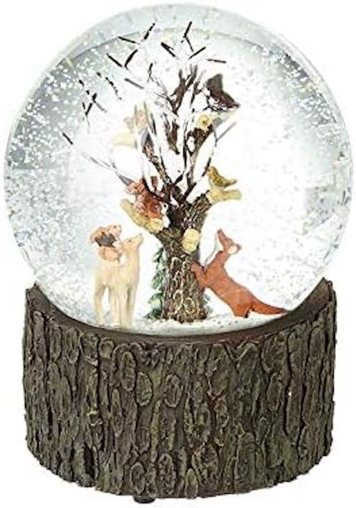 Musical Christmas Woodland Animals Snow Globe Bark Effect Base 16cm Jingle Bells