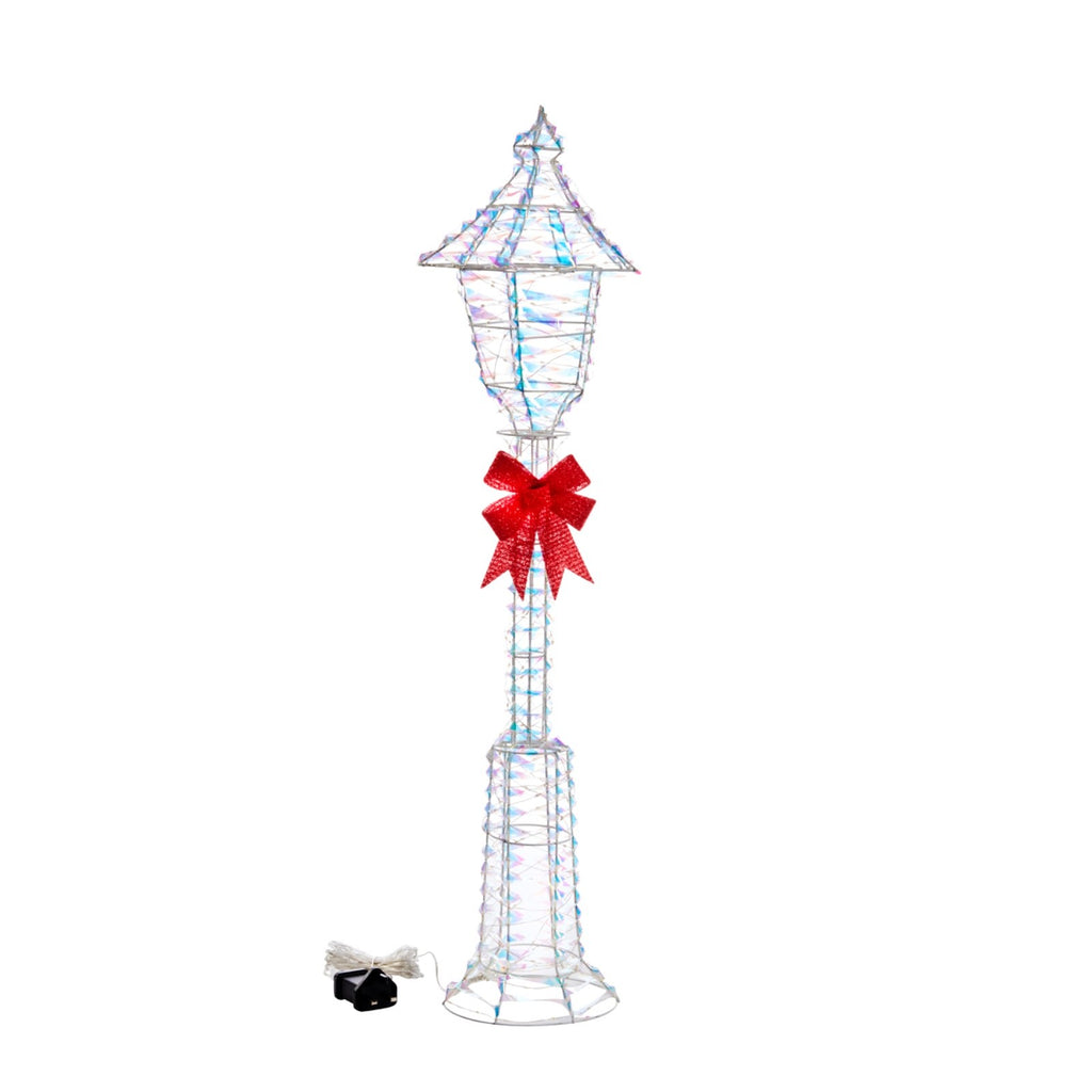 Christmas Festive Opal Light LED Lamp Post Bow 90cm Tall 5m Mains Power Cable