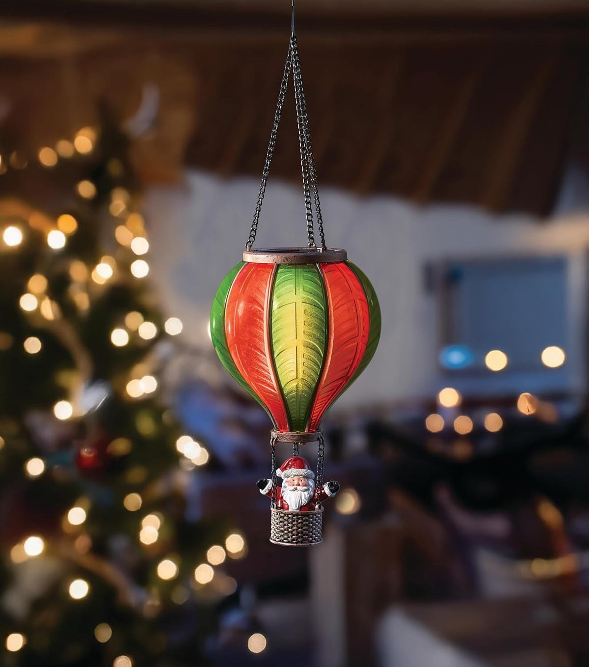Santa’s 45cm Flaming Hot Air Balloon Indoor & Outdoor Use Christmas Decoration