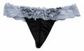 Ladies Black Satin & White Lace Ladies Panties Thong G-String Size 8-10