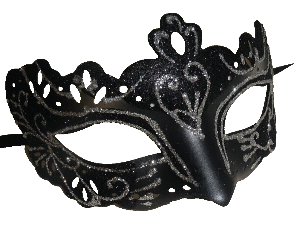 SILVER & BLACK RIALTO VENETIAN MASQUERADE PARTY CARNIVAL EYE PROM BALL FACE MASK