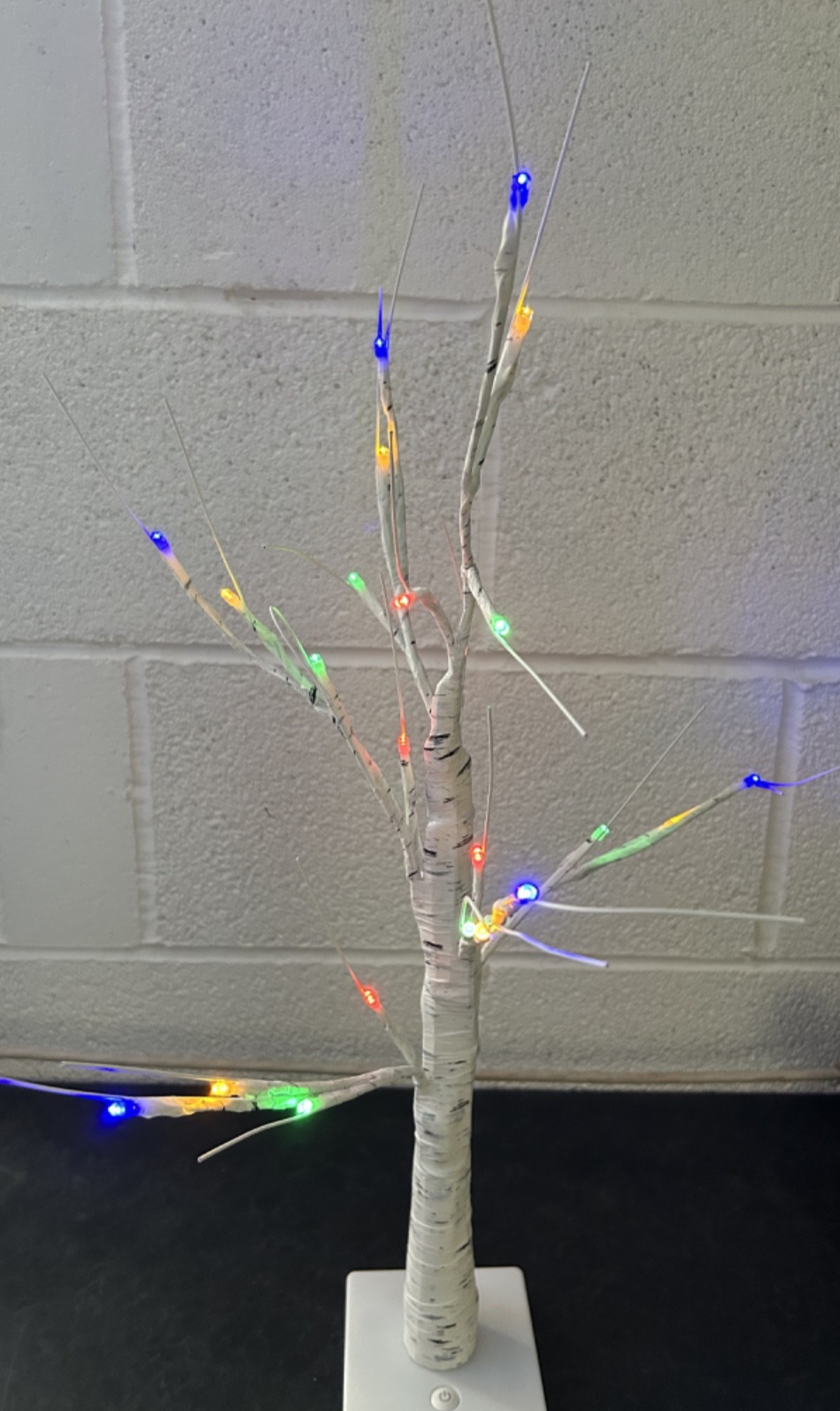 60cm Tall Artificial Multi-coloured LEDs Christmas Birch Tree 9 light Sequences