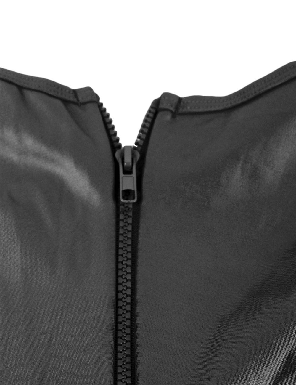 Womens Sexy Black Faux Leather Body Bodysuit Size 10-12 with Straps & Collar