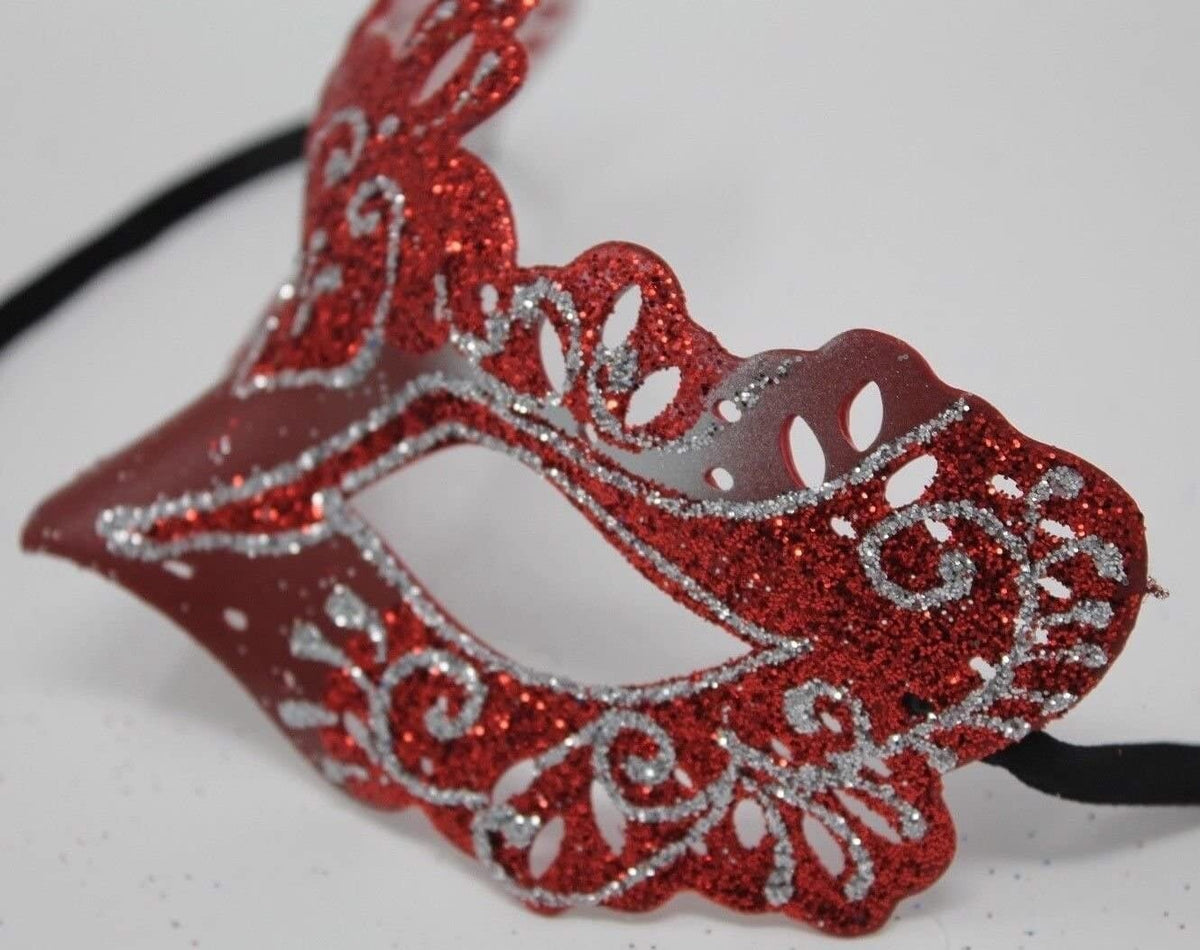 QUALITY RIALTO RED & SILVER MALE/FEMALE VENETIAN MASQUERADE PARTY BALL EYE MASK