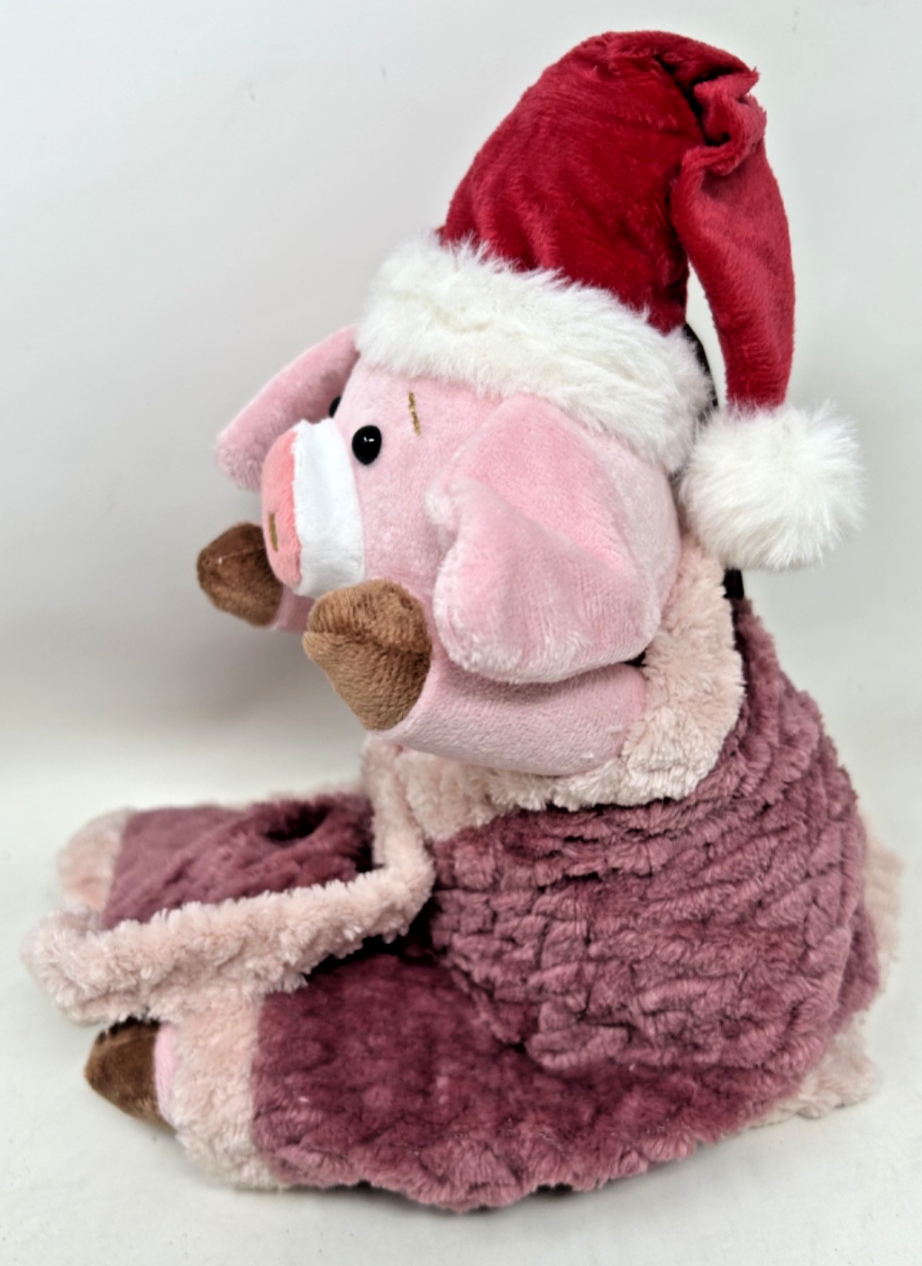 Christmas Festive Pig in Blanket Supersoft Cuddly Weighted Base & Santa Hat 30cm