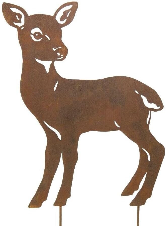 Large Core-Ten Rusty Metal Deer Fawn Garden Ornament Figurine Approx 50cm High