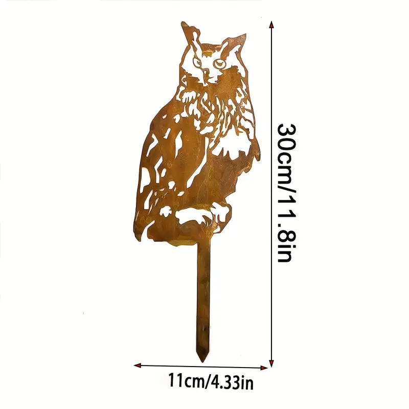 Core-Ten Rusty Patina Owl Garden Ornament Figurine Approx 30cm High 11cm Wide
