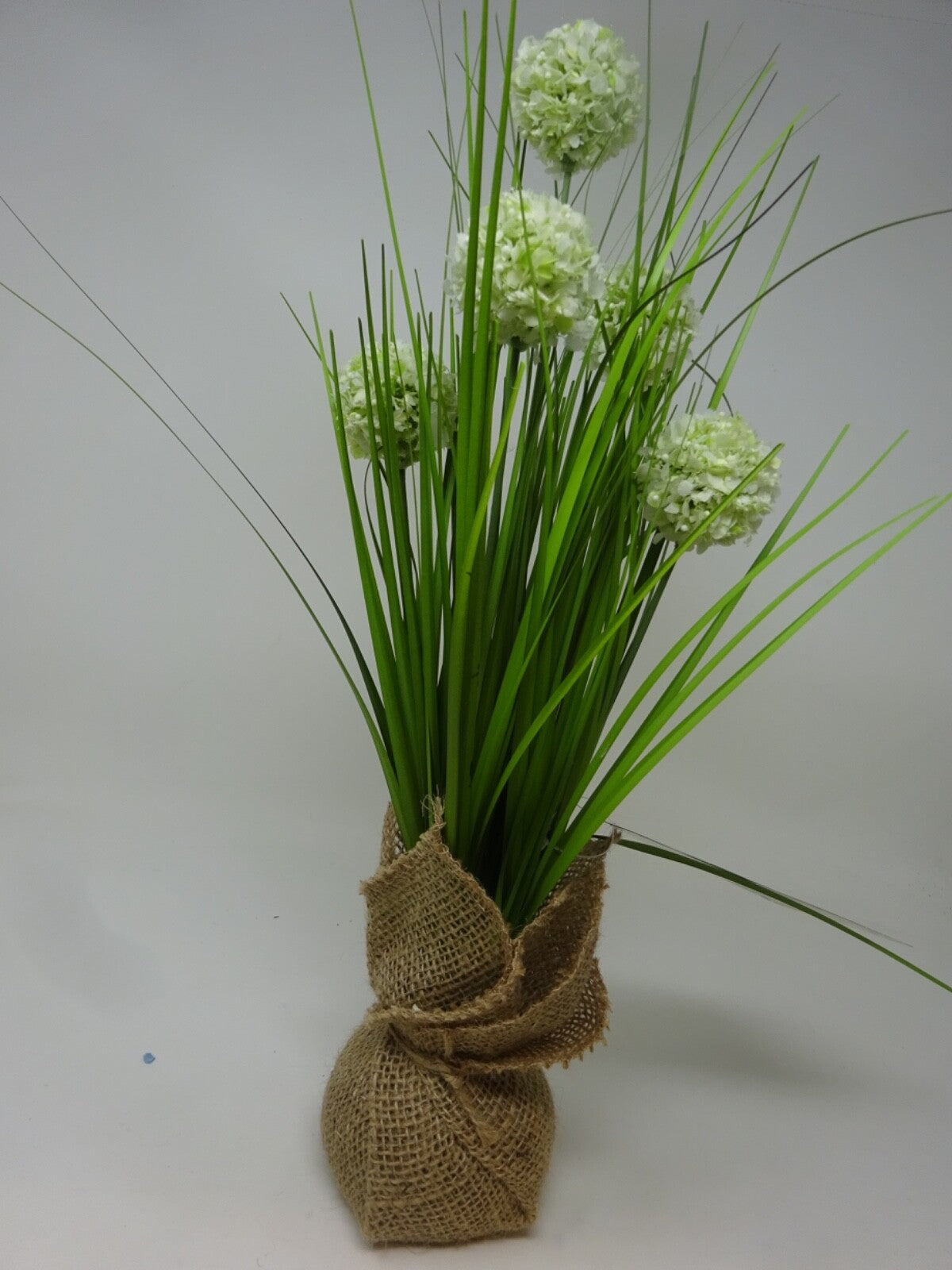 Choice of Artificial Faux Flowers Pom Pomettes 30cm Tall Hessian Base Bouquet