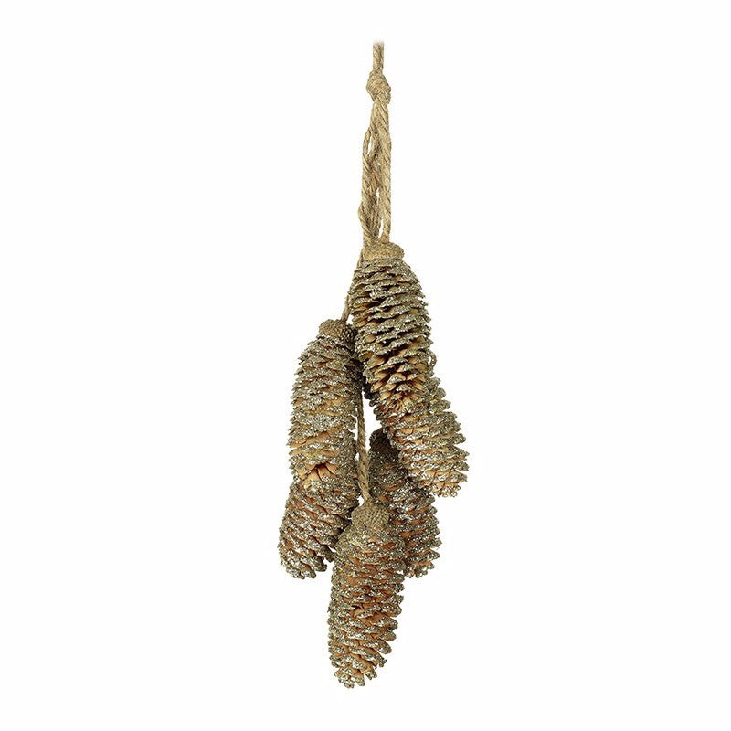 Hanging Gold Fir Cone Christmas Tree Decoration Festive Autumnal Displays 40cm