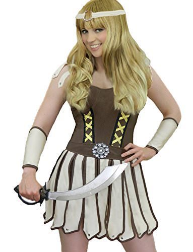 Xena Roman Greek Soldier Warrior Costume Dress Headband and Arm Sleeves Size 10