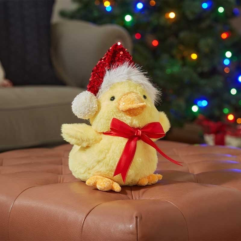 Super Soft Christmas Cuddly Plush Sparkle Duck Freestanding 20cm Tall Sequin Hat