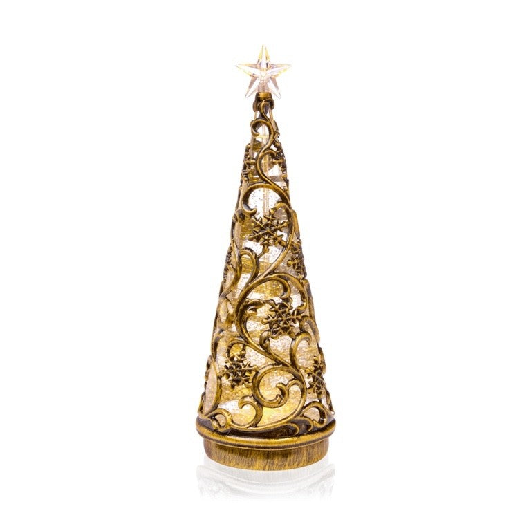 Christmas LED Lights Bronze Water Spinner White & Colour Changing Cone 30cm Tall