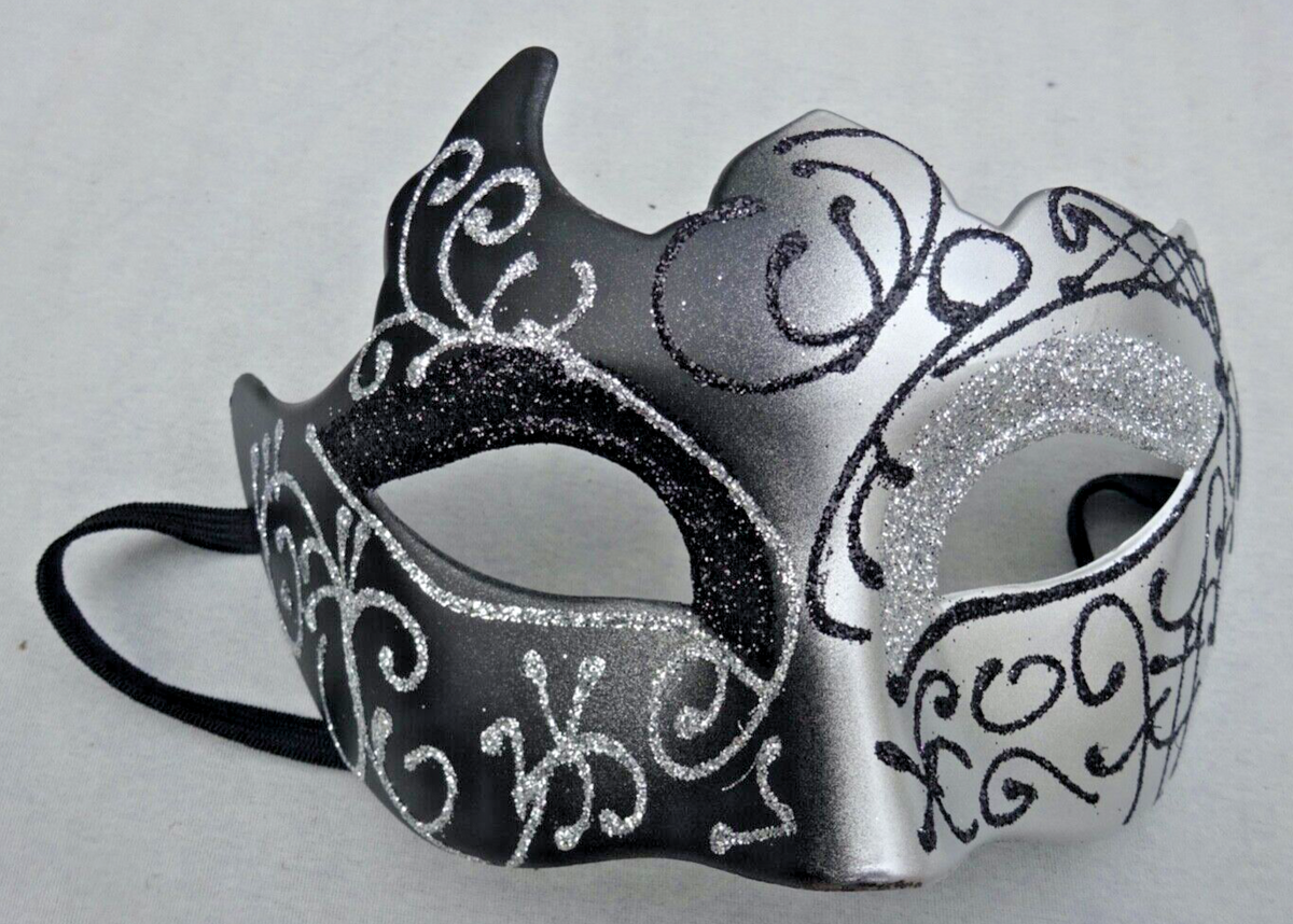 BLACK & SILVER GOTHIC MALE/FEMALE VENETIAN MASQUERADE BALL  PARTY PROM EYE MASK