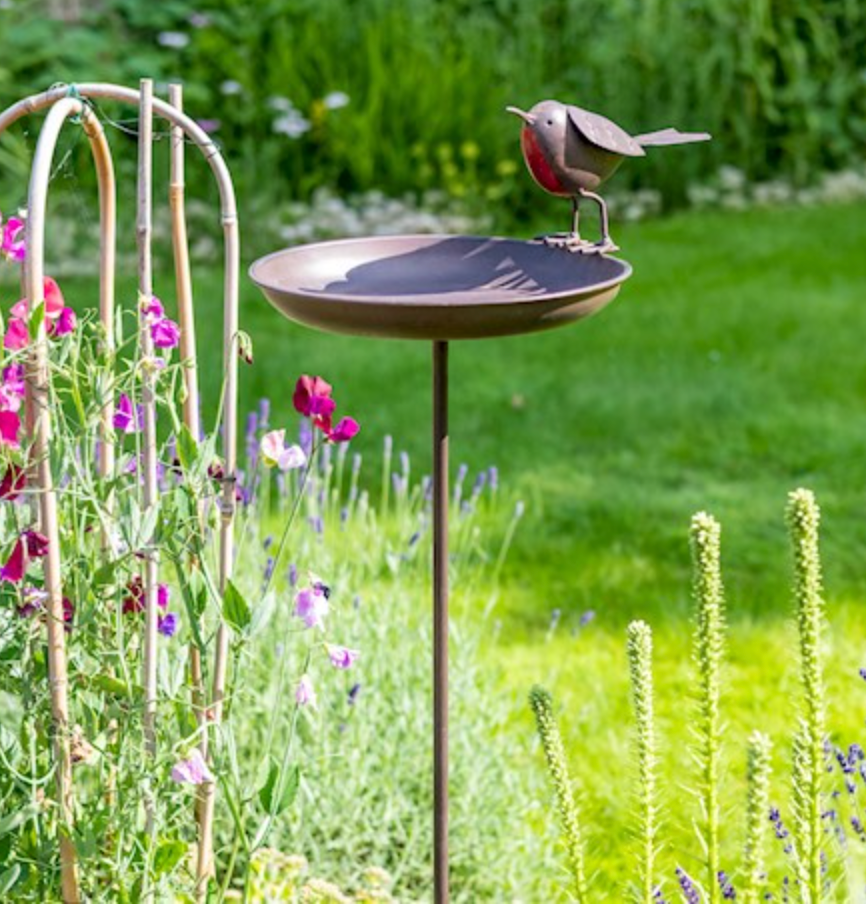 Heavy Duty Core-Ten Rusty Metal Robin Bird Feed Table Garden Ornament 115cm Long