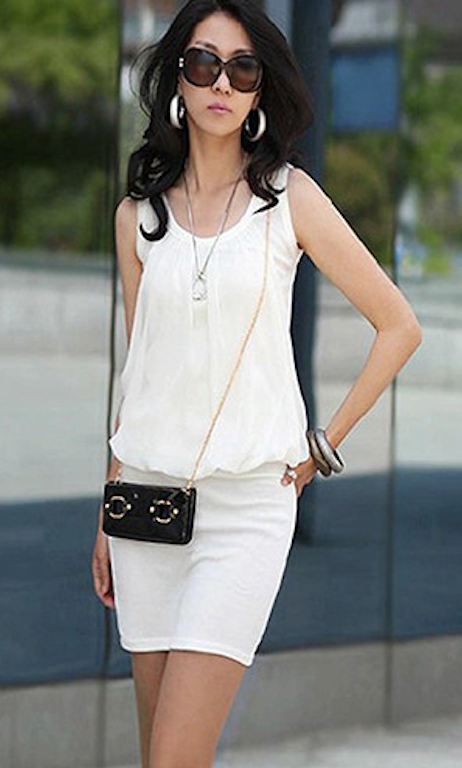 Choice of Black or Ivory/Cream Sleeveless Summer Loose Front Dress Size 10
