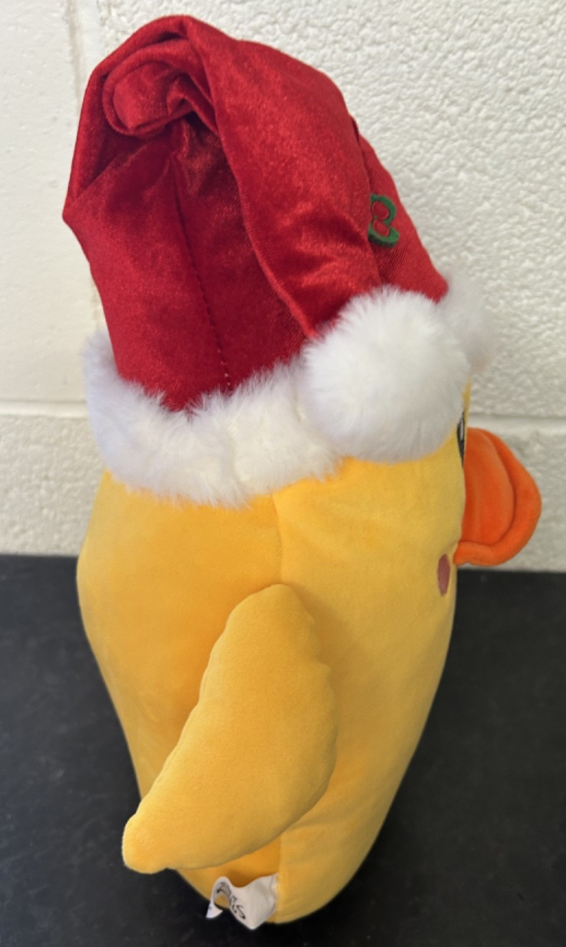 Super Soft Christmas Plush Squeezy Duck Freestanding but Loves Cuddles 30cm Tall