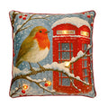 Large Robin Telephone Box Christmas Festive LED Light Up Cushion & Insert 45cm