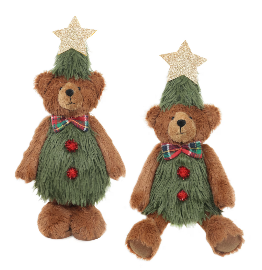 Choice 2 Designs Standing or Sitting Teddy Bear with a Gold Star Plush Supersoft