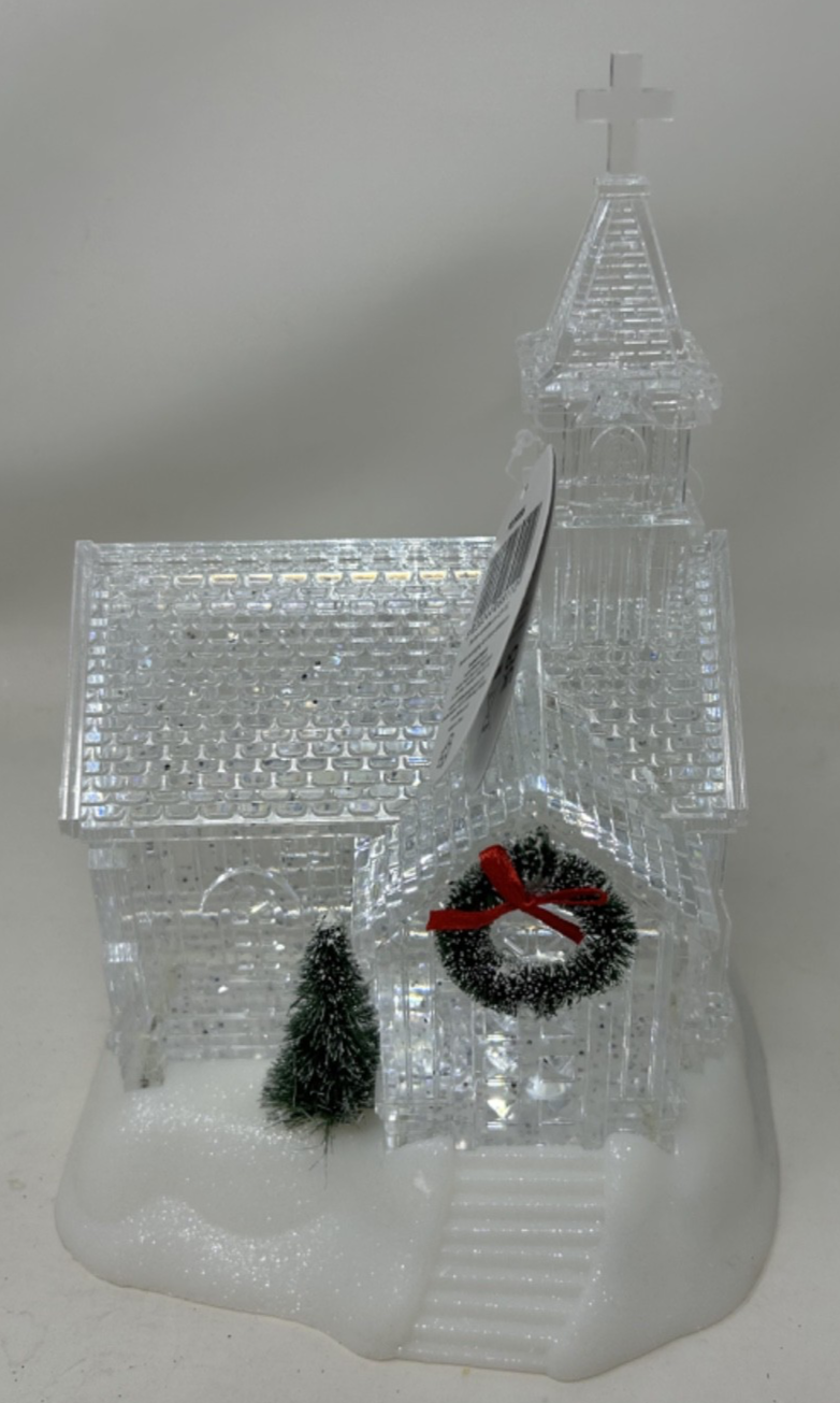 23cm Clear Acrylic LED Light Up Swirling Glitter Church Tabletop Decoration