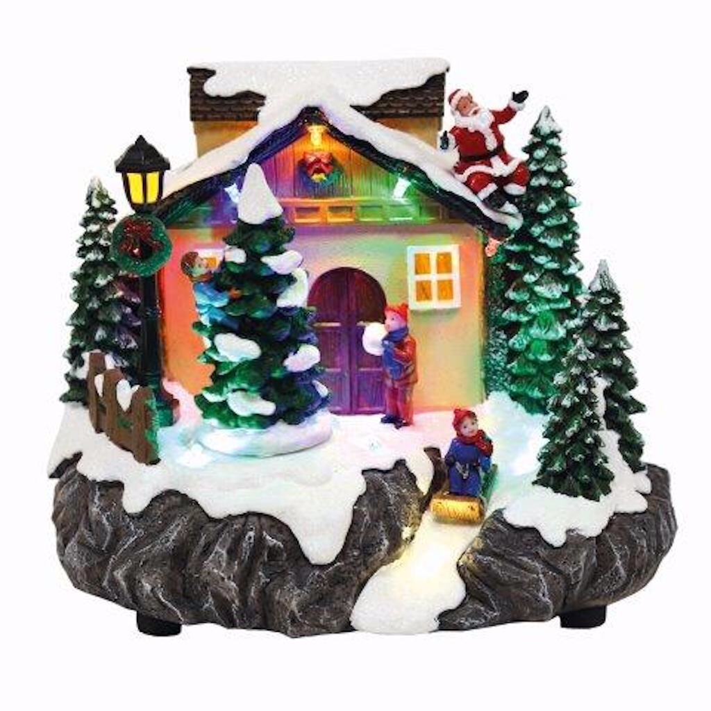 Large LED Light Up Christmas Scene with Revolving Tree 20cm Wide Decoration