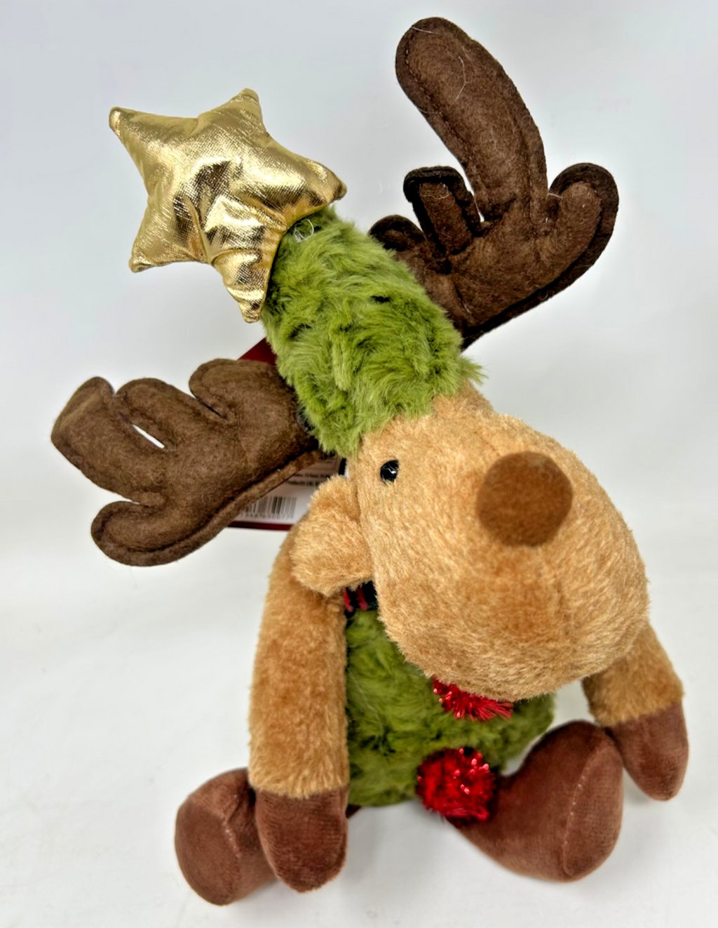 Choice 2 Designs Standing or Sitting Reindeer with a Gold Star Plush Supersoft