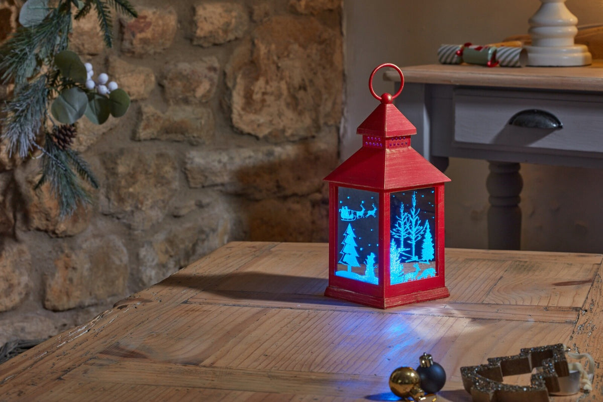 Choice of 2 Christmas Colour Changing LED Light Up Lantern 24cm Tall on Timer