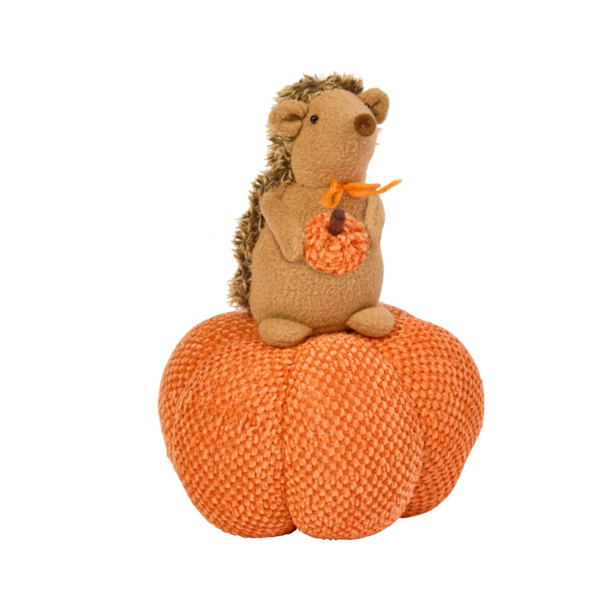 Super Soft  Hog-Kin Pumpkin with Hedgehog Sitting On It Halloween Decoration