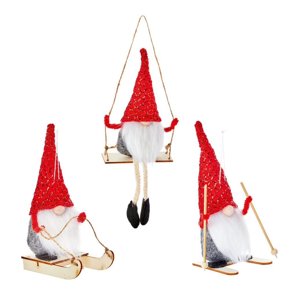 Choice of 3 Cute Christmas Tree Santa Gonk Decorations 18cmTall with Red Hats