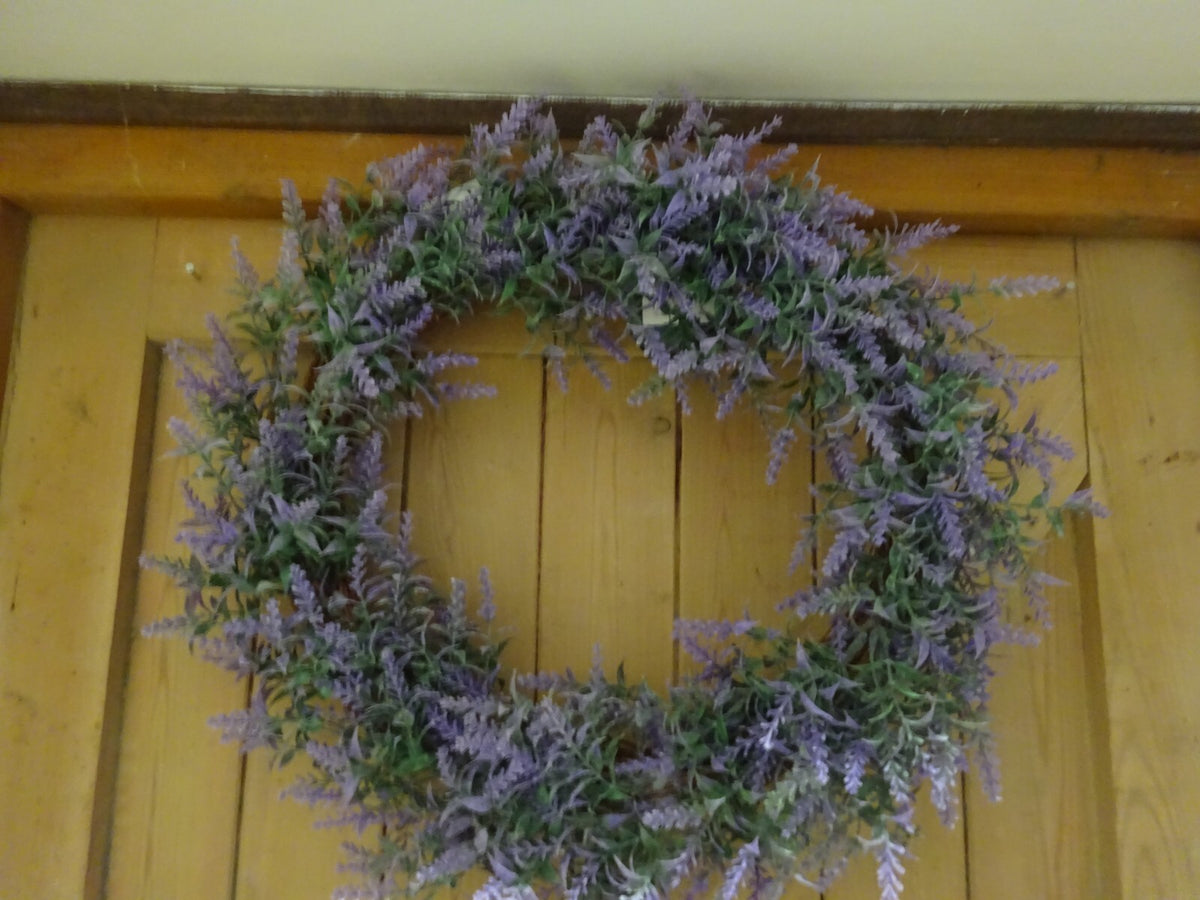 Large Realistic Artificial Floral Arrangement Lavender Herb Wreath 50cm Diameter