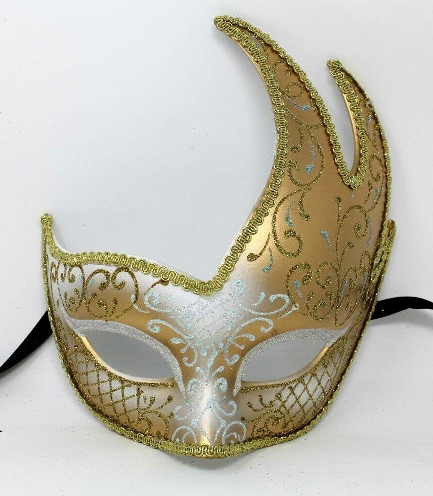 GOLD AND WINTER WHITE  VENETIAN MASQUERADE BALL CARNIVAL PROM PARTY EYE MASK