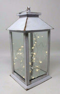 Rustic Black White or Bronze Lantern with Internal LED Light String 34cm Tall