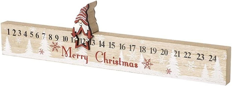 Wooden Merry Christmas Childrens Advent Countdown Calendar Santa Marker 40cm