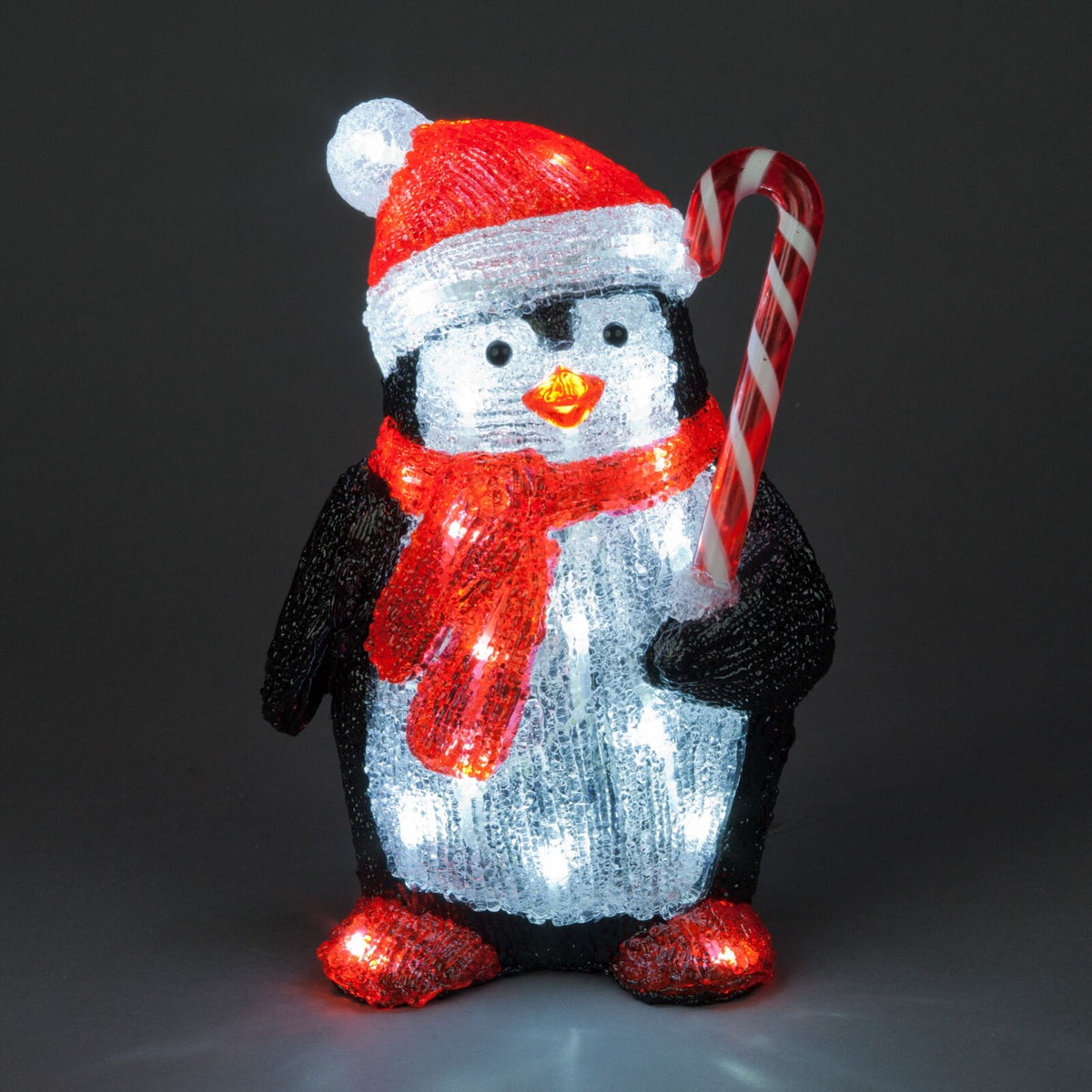 Snowtime Festive LED Light Up Acrylic Penguin 30cm Tall Outdoor & Indoor